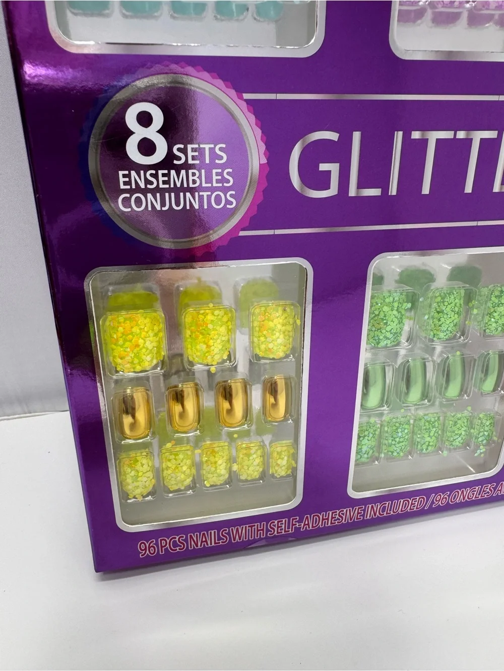 Townley Girl Press-On Nails Glitter & Glam 8 Set, mix and match self adhesive